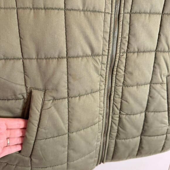 Dip Army Green Quilted Sleeveless Zip Front Vest sz Large - Picture 3 of 7